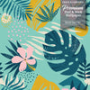 GW2181 Grace & Gardenia Abstract Tropical Peel and Stick Wallpaper Roll 20.5 inch Wide x 18 ft. Long, Blue Orange Pink