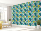 GW2181 Grace & Gardenia Abstract Tropical Peel and Stick Wallpaper Roll 20.5 inch Wide x 18 ft. Long, Blue Orange Pink