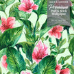 GW2191 Grace & Gardenia Hand Painted Tropical Peel and Stick Wallpaper Roll 20.5 inch Wide x 18 ft. Long, Green Pink