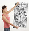 GW2202 Grace & Gardenia Watercolor Palms Peel and Stick Wallpaper Roll 20.5 inch Wide x 18 ft. Long, Gray