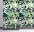 GW2211 Grace & Gardenia Modern Tropical Palm Foliage Peel and Stick Wallpaper Roll 20.5 inch Wide x 18 ft. Long, Green White Black