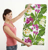 GW2221 Grace & Gardenia Tropical Plumeria Peel and Stick Wallpaper Roll 20.5 inch x 18 ft. Long Green White Pink