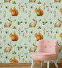 GW3021 Grace & Gardenia Woodland Squirrel & Rabbit Peel and Stick Wallpaper Roll 20.5 inch Wide x 18 ft. Long, Beige Green Gray