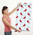 GW3061 Cardinals on Light Blue Peel & Stick Wallpaper Roll 20.5in W x 18ft L