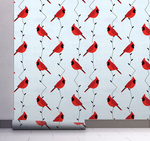 GW3061 Cardinals Peel & Stick Wallpaper Roll 19in W x 18ft L  Light Blue