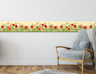 GB40020g8 Grace & Gardenia Wildflower Bloom Peel and Stick Wallpaper Border 8in Height x 18ft Long, Yellow Green Red