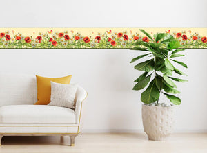 GB40020 Wildflower Bloom Peel and Stick Wallpaper Border 10in or 8in Height x 15ft Long,Yellow Green Red