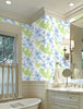 GW4011 Grace & Gardenia French Farmhouse Chickens & Sunflowers Toile Peel and Stick Wallpaper Roll 20.5 inch Wide x 18 ft. Long, Blue Green