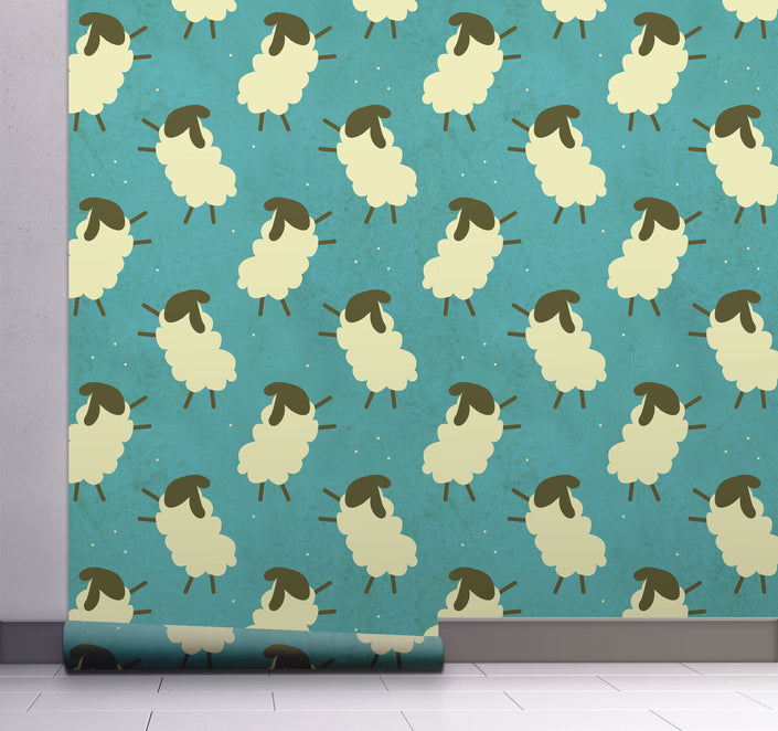 GW4081 Field of Sheep Peel & Stick Wallpaper Roll 20.5in W x 18ft L