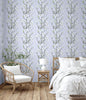 GW5051 Plum Blossoms Peel and Stick Wallpaper Roll 20.5 inch Wide x 18 ft. Long, Light Blue/White/Gray