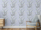 GW5051 Plum Blossoms Peel and Stick Wallpaper Roll 20.5 inch Wide x 18 ft. Long, Light Blue/White/Gray