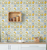 GW5091 Lemon Tile Peel and Stick Wallpaper Roll 20.5 inch Wide x 18 ft. Long, Yellow Green Blue