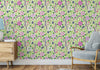 GP5061 Grace & Gardenia Blueberry Floral Garden Peel Premium Paper Wallpaper Pane 26 inch Wide x 12 ft. High, Green Purple Blue Pink