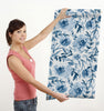 GW5131 Grace & Gardenia Watercolor Floral on Paper Peel and Stick Wallpaper Roll 20.5 inch Wide x 18 ft. Long, Blue