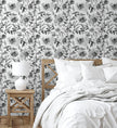 GW5132 Grace & Gardenia Watercolor Floral on Paper Peel and Stick Wallpaper Roll 20.5 inch Wide x 18 ft. Long, Gray