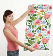 GW5161 Grace & Gardenia Watercolor Summer Flowers Peel and Stick  20.5 inch Wide x 18 ft. Long, Wallpaper Roll Green Pink Blue White