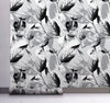 GW5172 Grace & Gardenia Leaf Print Pattern Peel and Stick Wallpaper Roll 20.5 inch Wide x 18 ft. Long, Black White