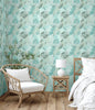 GW5173 Grace & Gardenia Leaf Print Pattern Peel and Stick Wallpaper Roll 20.5 inch Wide x 18 ft. Long, Aqua Gray Cream