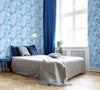 GW5174 Grace & Gardenia Leaf Print Pattern Peel and Stick Wallpaper Roll 20.5 inch Wide x 18 ft. Long, Blue Gray White