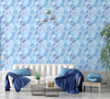 GW5174 Grace & Gardenia Leaf Print Pattern Peel and Stick Wallpaper Roll 20.5 inch Wide x 18 ft. Long, Blue Gray White