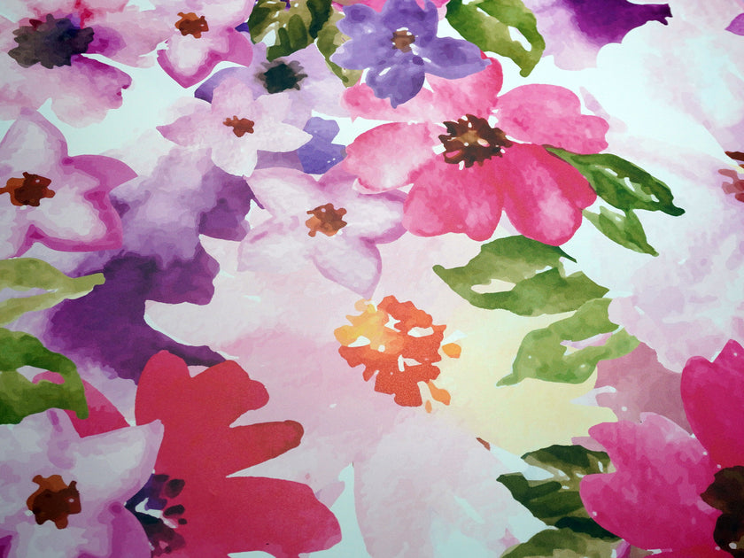 GW5181 Romantic Watercolor Flowers Peel and Stick Wallpaper Roll 19 inch Wide x 18 ft. Long Pink Purple
