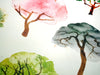 GW5191 Grace & Gardenia Watercolor Trees Peel and Stick Wallpaper Roll 20.5 inch Wide x 18 ft. Long, Pink Green Brown