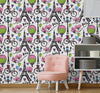 GW5201 Grace & Gardenia Paris Balloons & Flowers Peel and Stick Wallpaper Roll 20.5 inch Wide x 18 ft. Long, Pink Purple Black Green