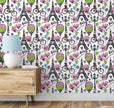 GW5201 Grace & Gardenia Paris Balloons & Flowers Peel and Stick Wallpaper Roll 20.5 inch Wide x 18 ft. Long, Pink Purple Black Green