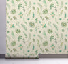 GW5211 Grace & Gardenia Watercolor Succulents on Texture Peel and Stick Wallpaper Roll 20.5 inch Wide x 18 ft. Long, Green Cream