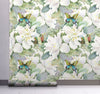 GW5241 Grace & Gardenia Pastel Watercolor Magnolias with Butterflies Peel and Stick Wallpaper Roll 20.5 inch Wide x 18 ft. Long, Green Yellow White