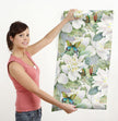 GW5241 Grace & Gardenia Pastel Watercolor Magnolias with Butterflies Peel and Stick Wallpaper Roll 20.5 inch Wide x 18 ft. Long, Green Yellow White