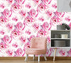 GW5261 Watercolor Canvas Pink Roses in Peel & Stick Wallpaper Roll 20.5in W x 18ft L