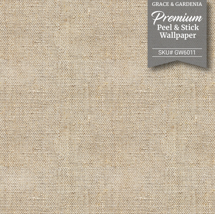GW6011 Faux Canvas Texture Peel and Stick Wallpaper Roll 19 inch Wide x 18 ft. Long Beige