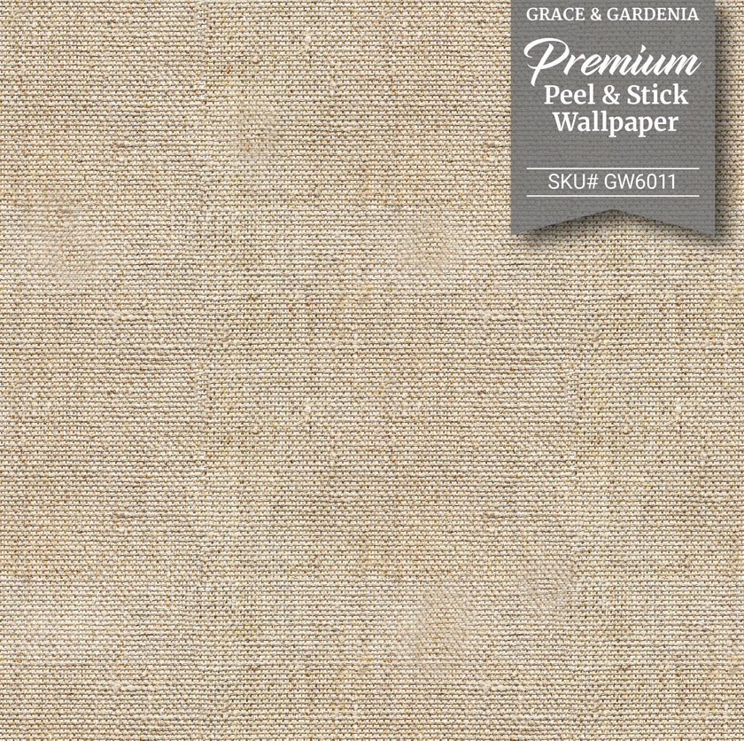 GW6011 Faux Canvas Texture Peel and Stick Wallpaper Roll 19 inch Wide x 18 ft. Long Beige