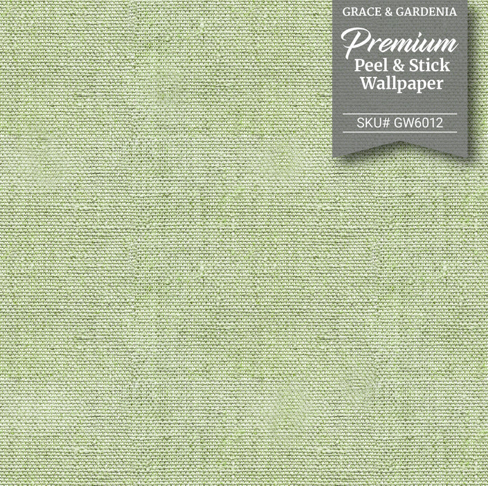 GW6012 Faux Canvas Texture Peel and Stick Wallpaper Roll 19 inch Wide x 18 ft. Long Green