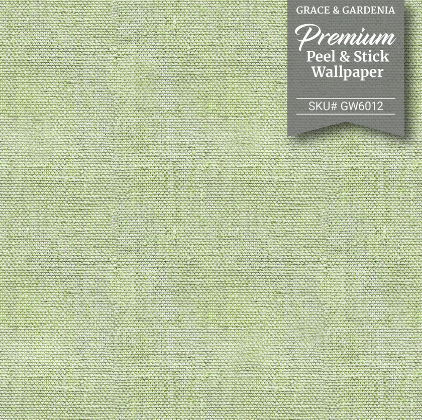 GW6012 Faux Canvas Texture Peel and Stick Wallpaper Roll 19 inch Wide x 18 ft. Long Green