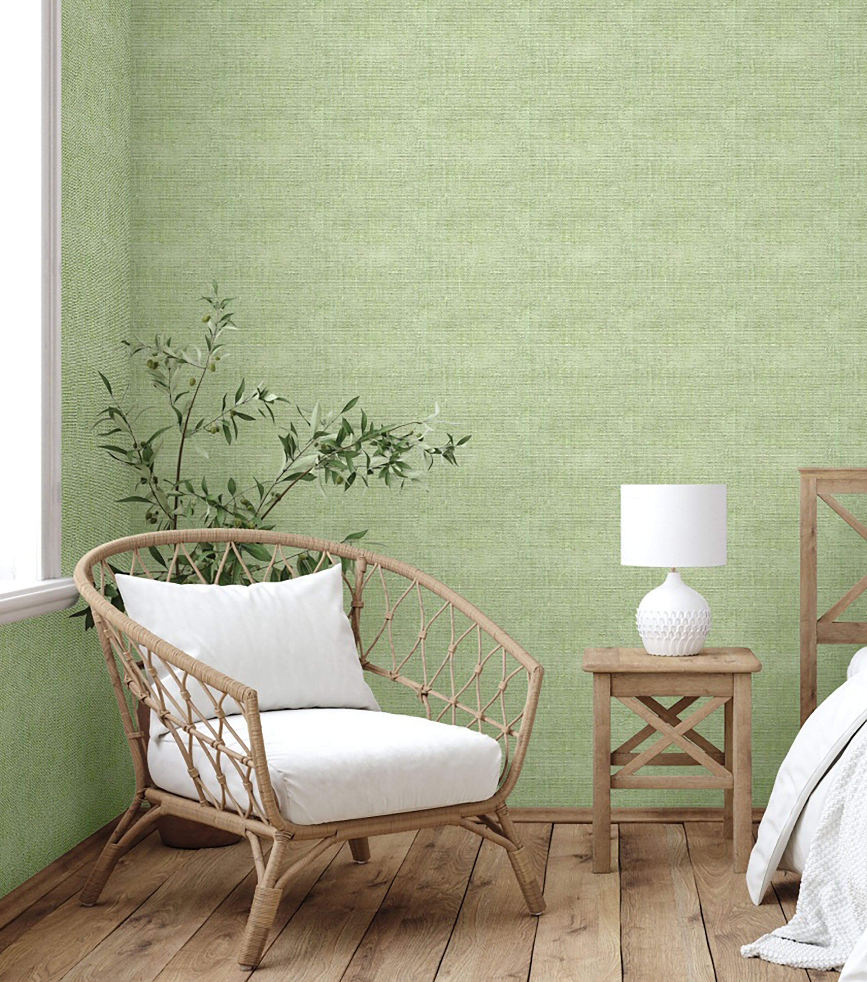 GW6012 Grace & Gardenia Faux Canvas Texture Peel and Stick Wallpaper Roll 20.5 inch Wide x 18 ft. Long, Green