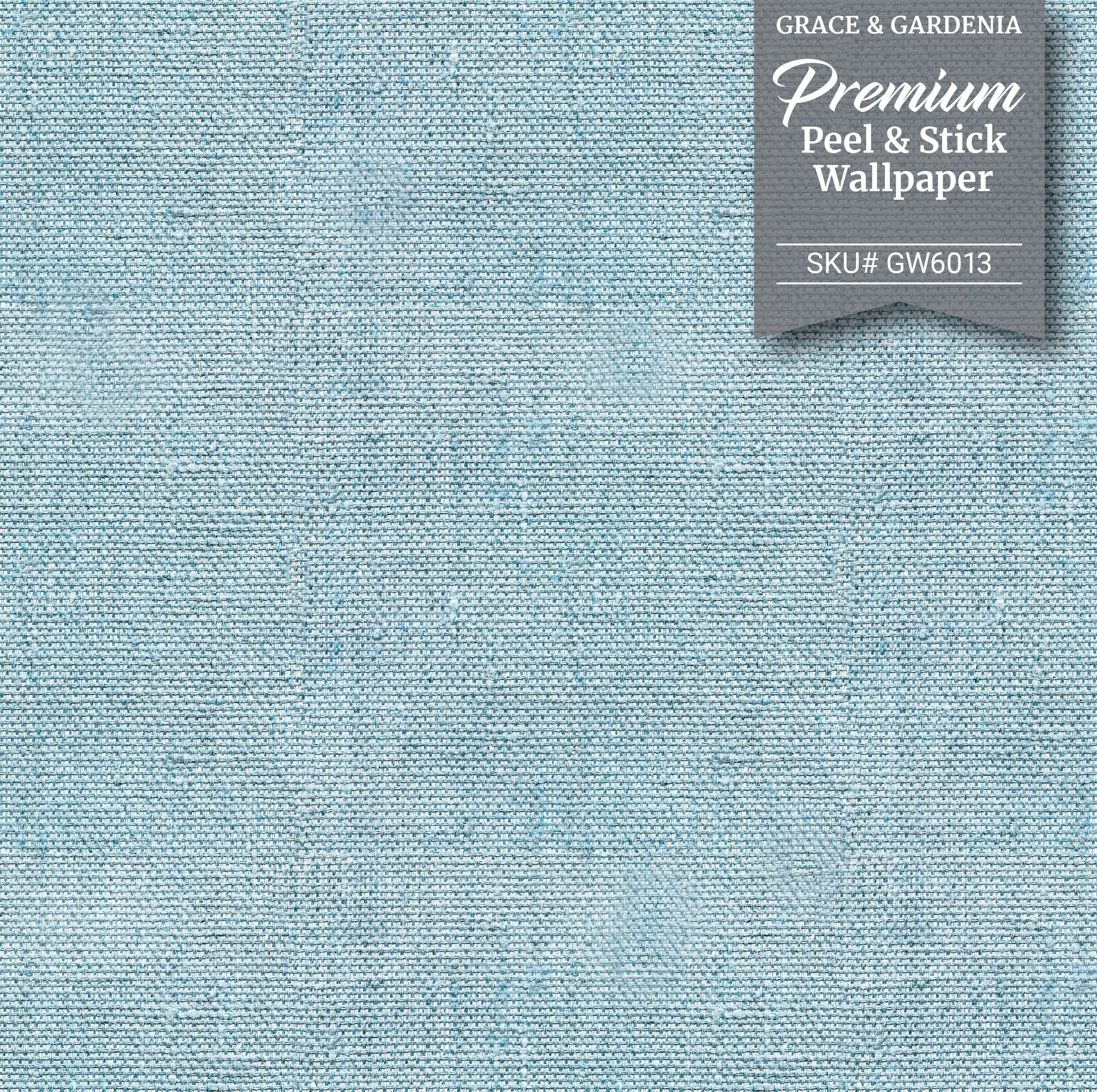 GW6013 Grace & Gardenia Faux Canvas Texture Peel and Stick Wallpaper Roll 20.5 inch Wide x 18 ft. Long, Blue