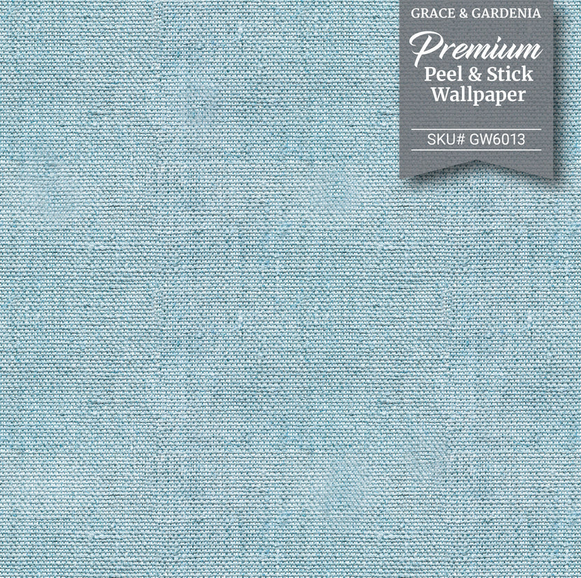 GW6013 Faux Canvas Texture Peel and Stick Wallpaper Roll 19 inch Wide x 18 ft. Long Blue