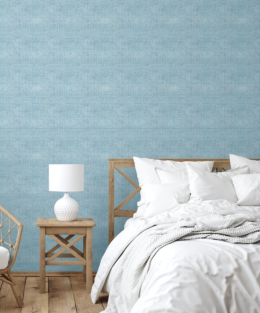 GW6013 Faux Canvas Texture Peel and Stick Wallpaper Roll 19 inch Wide x 18 ft. Long Blue