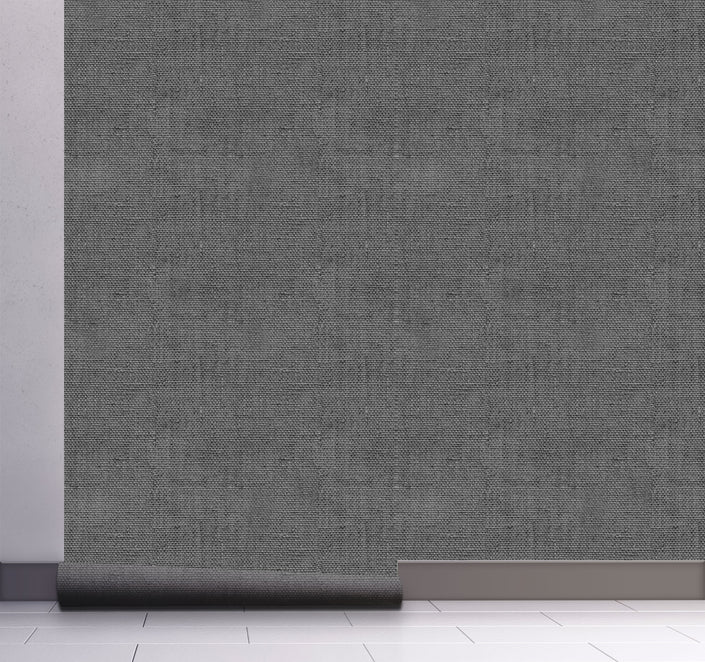 GW6014 Faux Canvas Texture Peel and Stick Wallpaper Roll 19 inch Wide x 18 ft. Long Gray