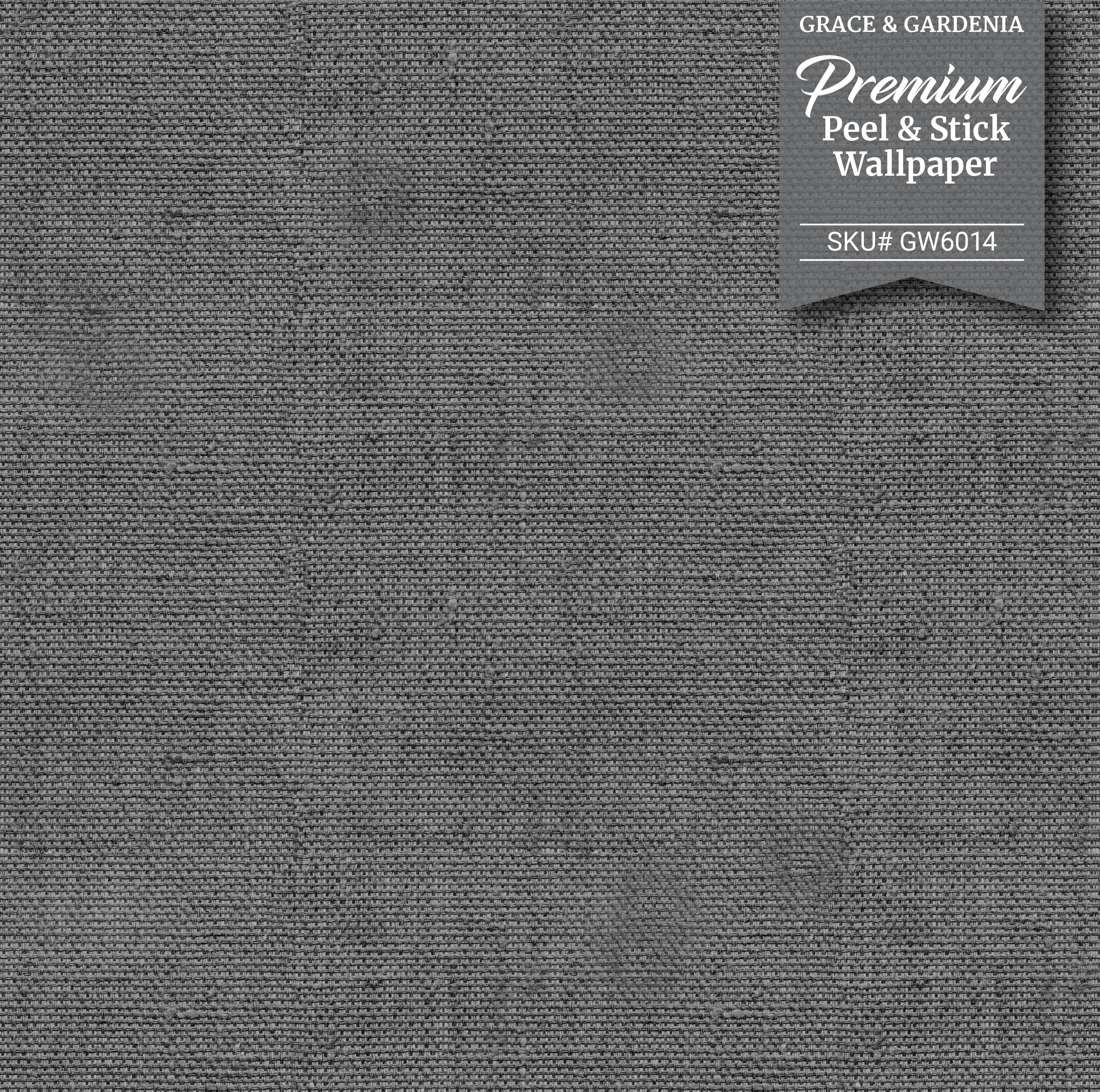 GW6014 Grace & Gardenia Faux Canvas Texture Peel and Stick Wallpaper Roll 20.5 inch Wide x 18 ft. Long, Gray