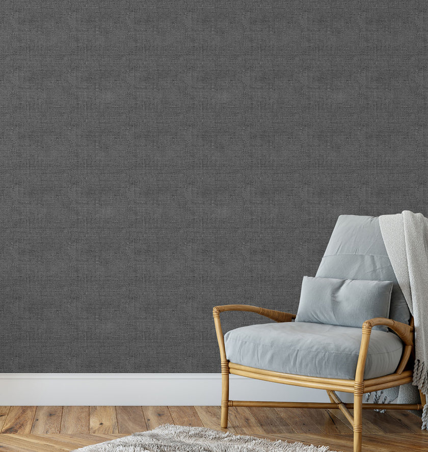 GW6014 Faux Canvas Texture Peel and Stick Wallpaper Roll 19 inch Wide x 18 ft. Long Gray