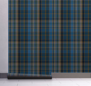 GW6021 Plaid Pattern Peel and Stick Wallpaper Roll 19 inch Wide x 18 ft. Long Blue Orange