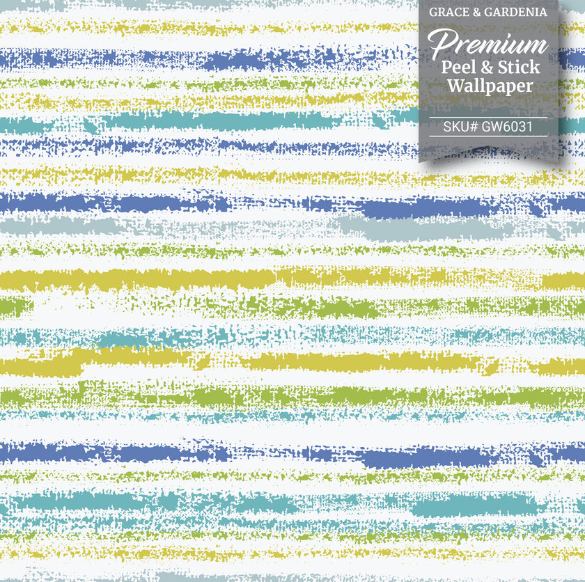 GW6031 Watercolor Brush Strokes Peel and Stick Wallpaper Roll 19 inch Wide x 18 ft. Long Blue Green Yellow
