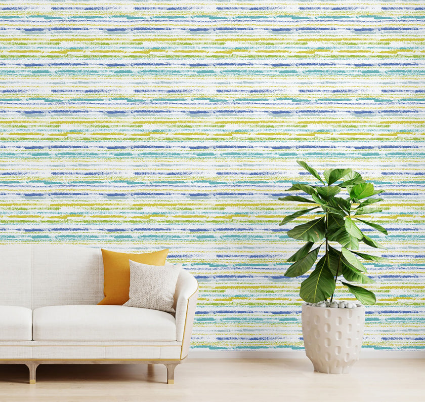 GW6031 Watercolor Brush Strokes Peel and Stick Wallpaper Roll 19 inch Wide x 18 ft. Long Blue Green Yellow