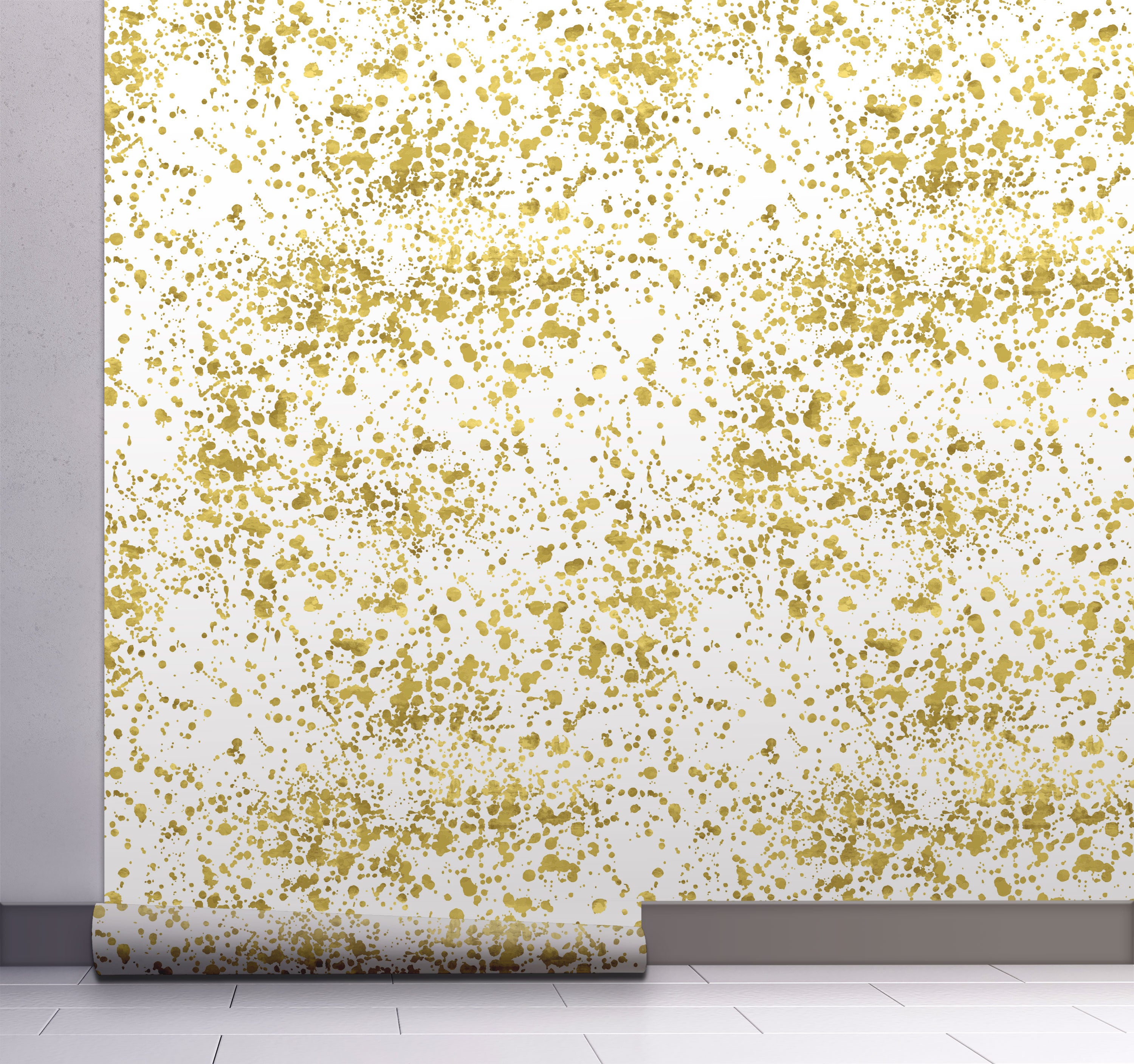 GW6041 Yellow Splatter Peel & Stick Wallpaper Roll 20.5in W x 18ft L