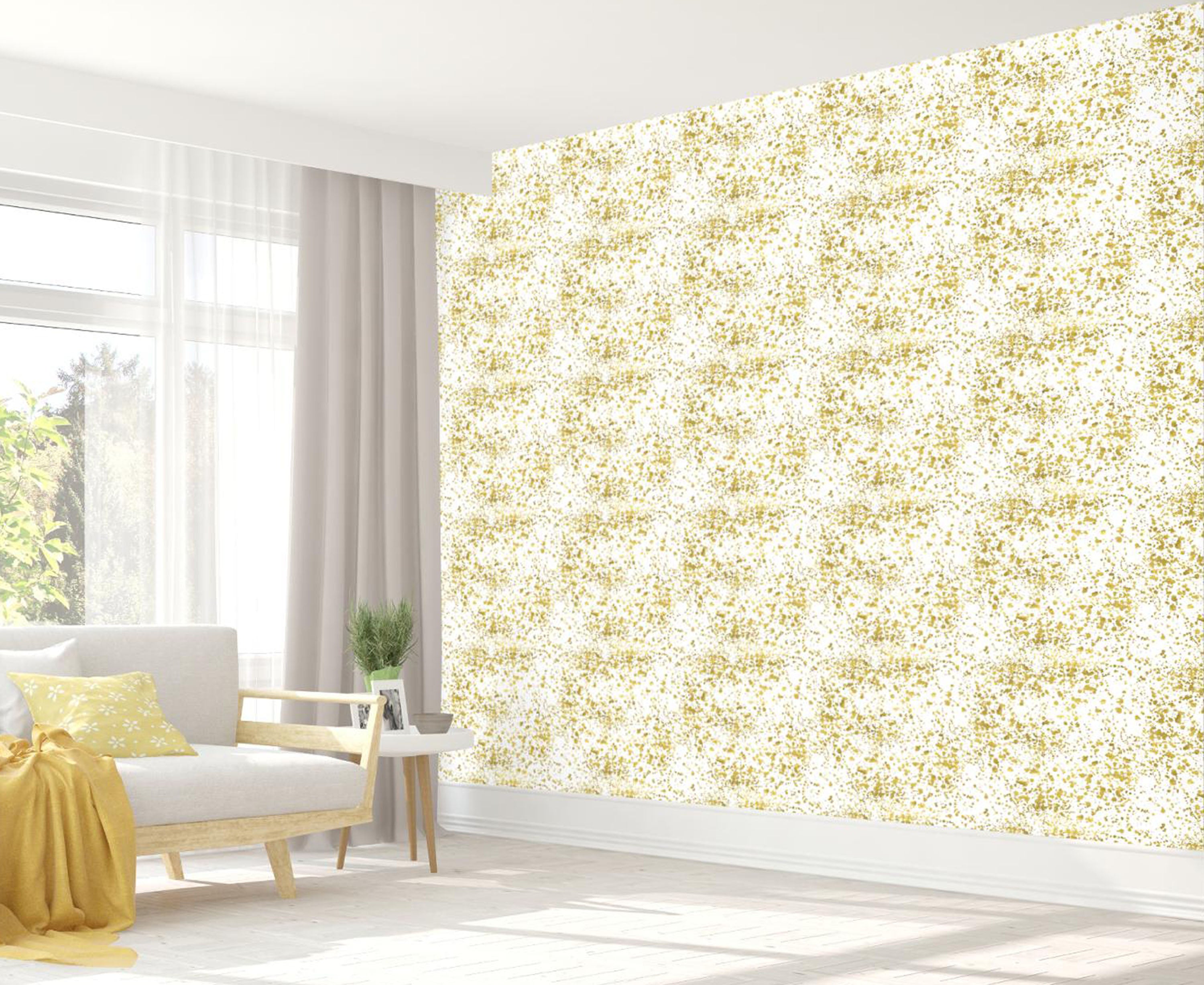 GW6041 Yellow Splatter Peel & Stick Wallpaper Roll 20.5in W x 18ft L