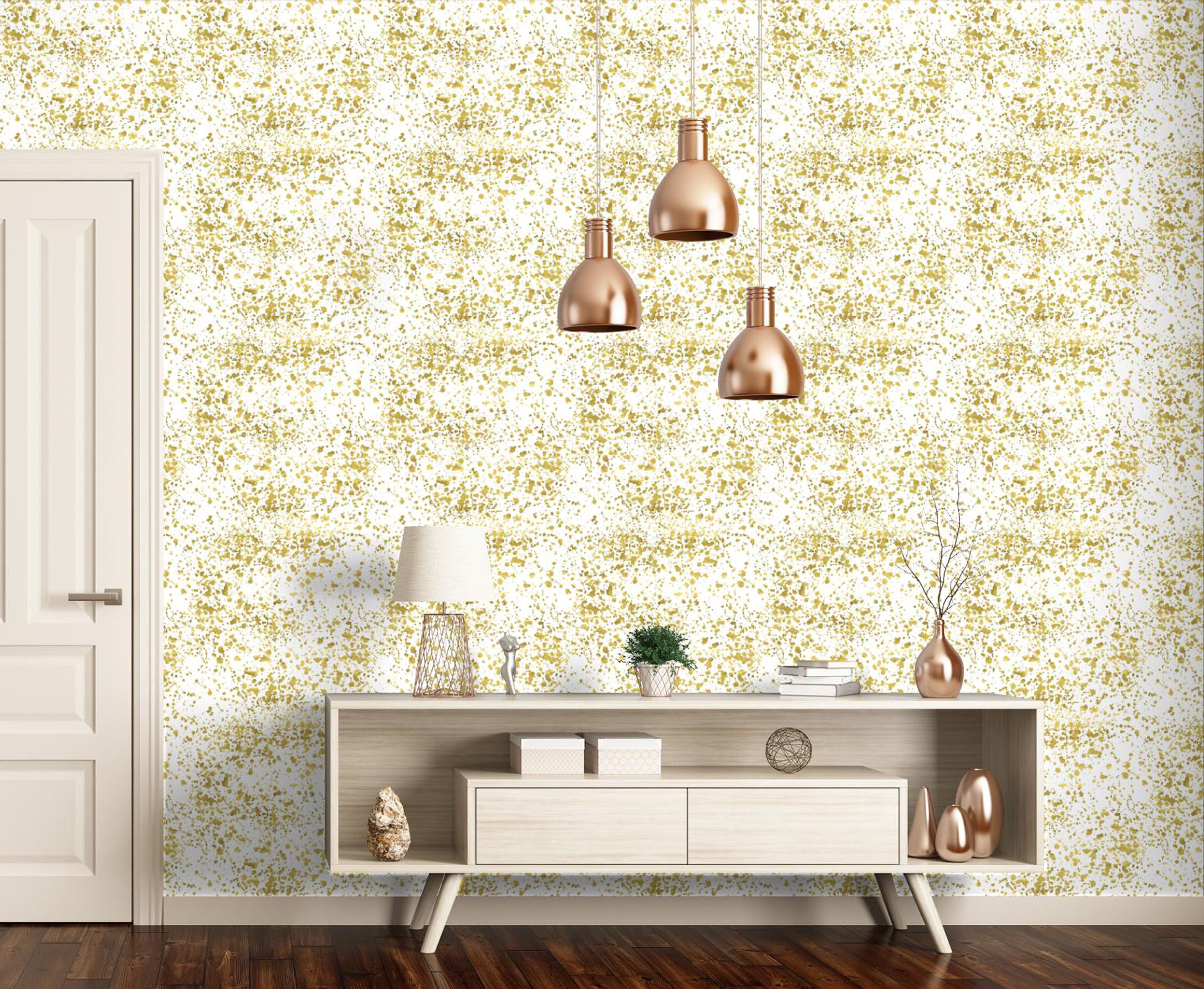 GW6041 Yellow Splatter Peel & Stick Wallpaper Roll 20.5in W x 18ft L