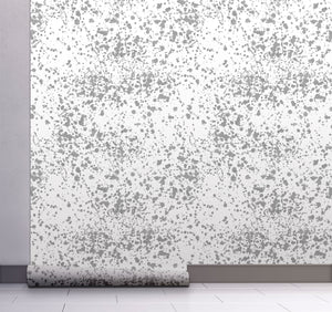 GW6043 Grace & Gardenia Gray Splatter Peel and Stick Wallpaper Roll 20.5 inch Wide x 18 ft. Long, Gray White